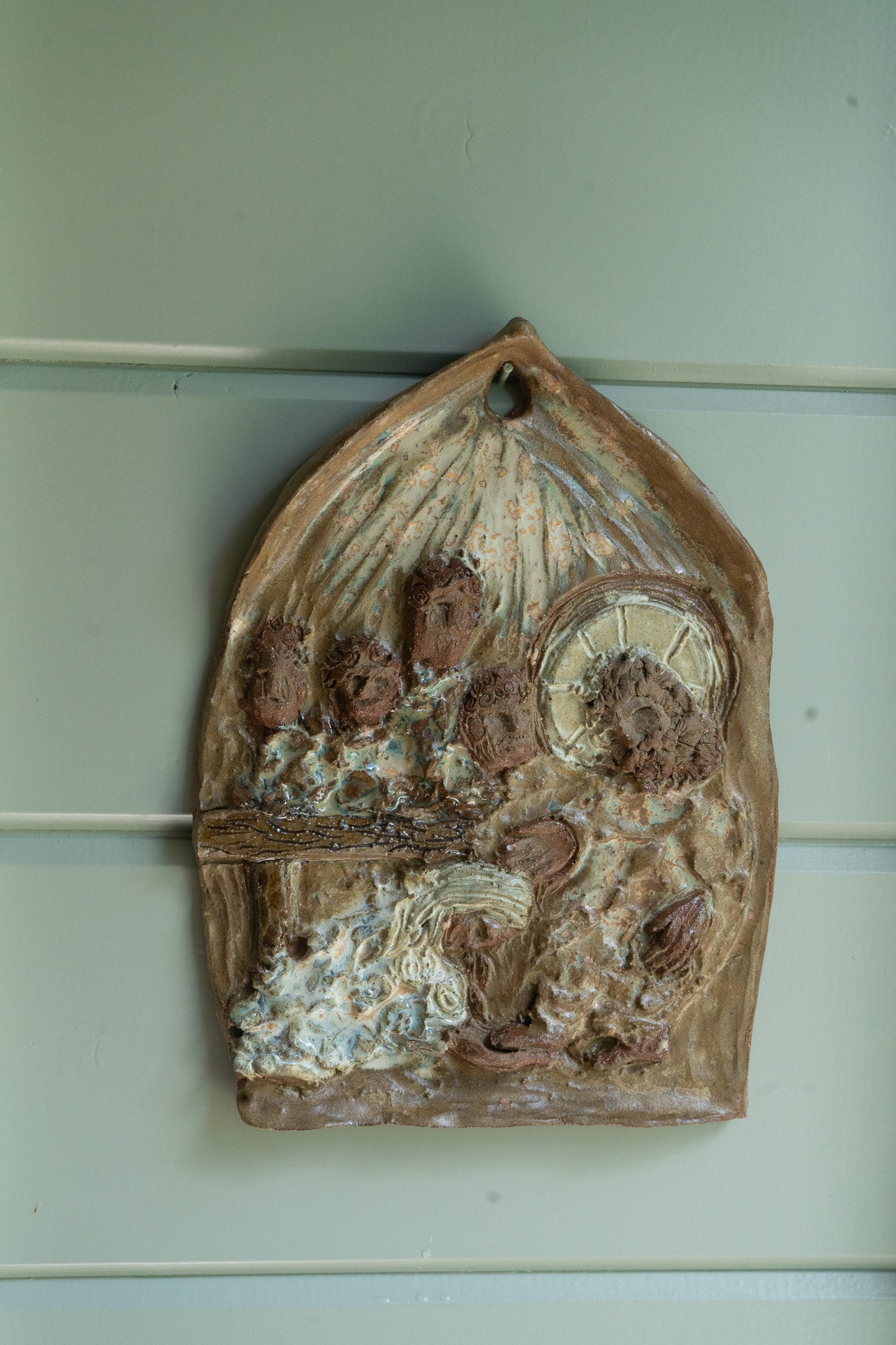 Encounter of Mary Magdalene + Christ Sculptural Relief Wall Hanging