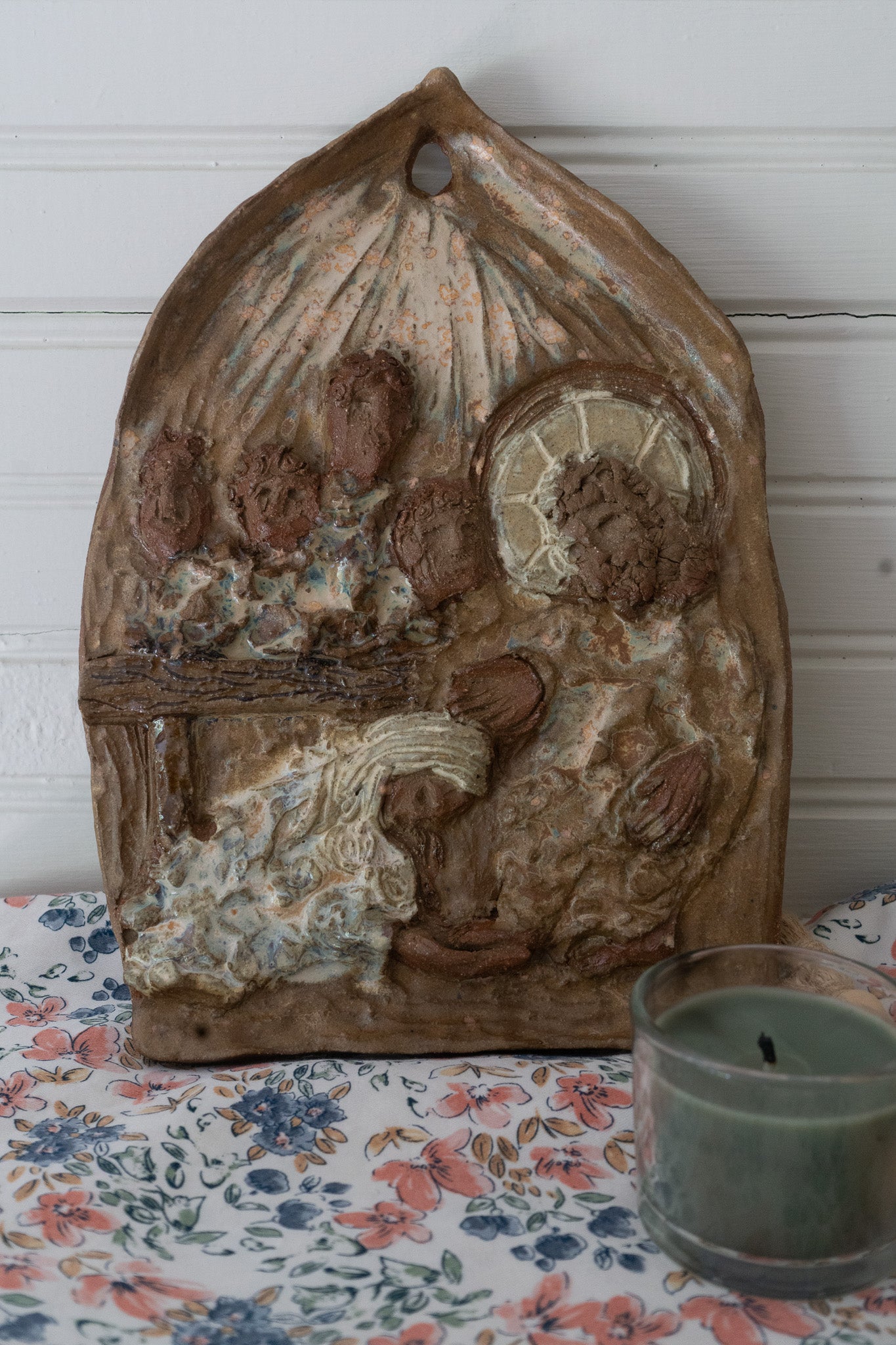 Encounter of Mary Magdalene + Christ Sculptural Relief Wall Hanging